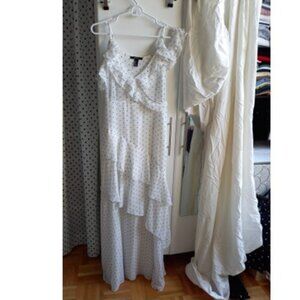 white polka dots maxi dress with flounce